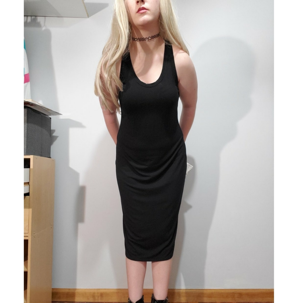 Eileen Fisher Black Racerback Jersey Dress